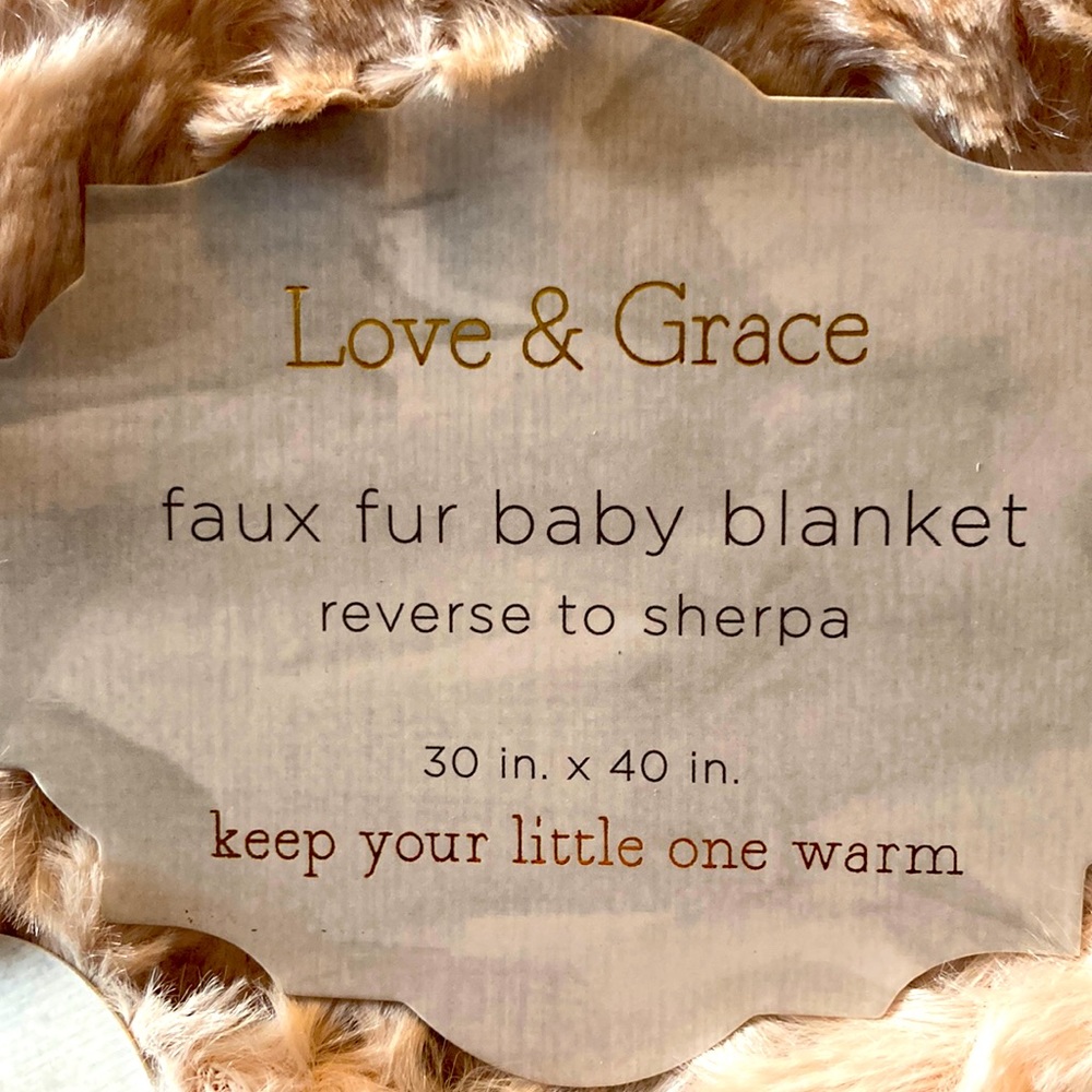 Love & Grace Faux Fur Baby Blanket